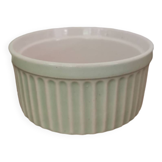 Vintage mint green enameled ceramic ramekin bowl