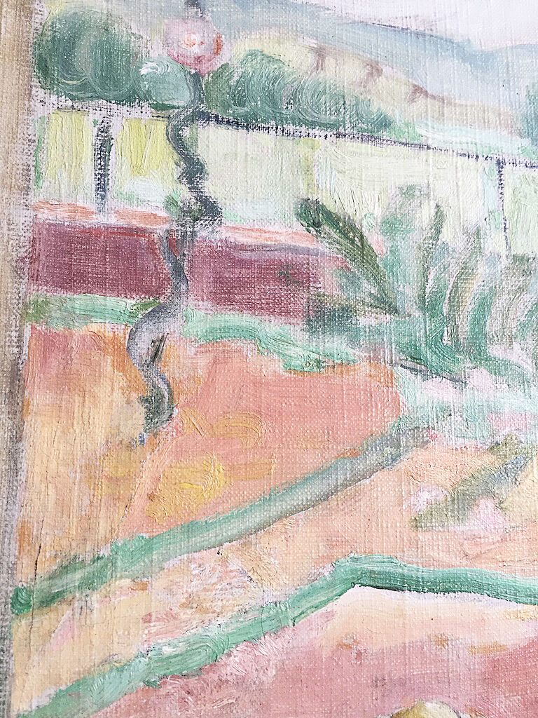 Oil on canvas framed "garden"