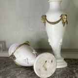 Pair of vases in white statuary marble, gilt bronze, circa 1900