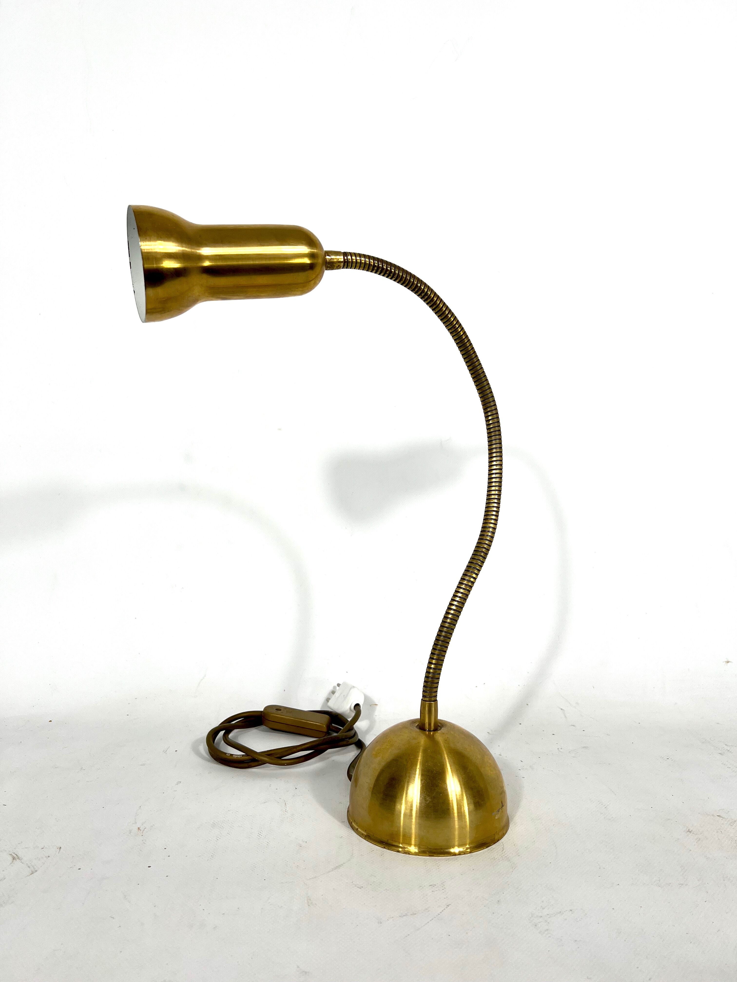Vintage Italian adjustable brass table lamp from 60s