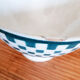 Bowl on piedouche earthenware Terre de fer, green checkerboard