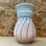 Antique strehla vase pink & white ceramic 1959 west germany vintage