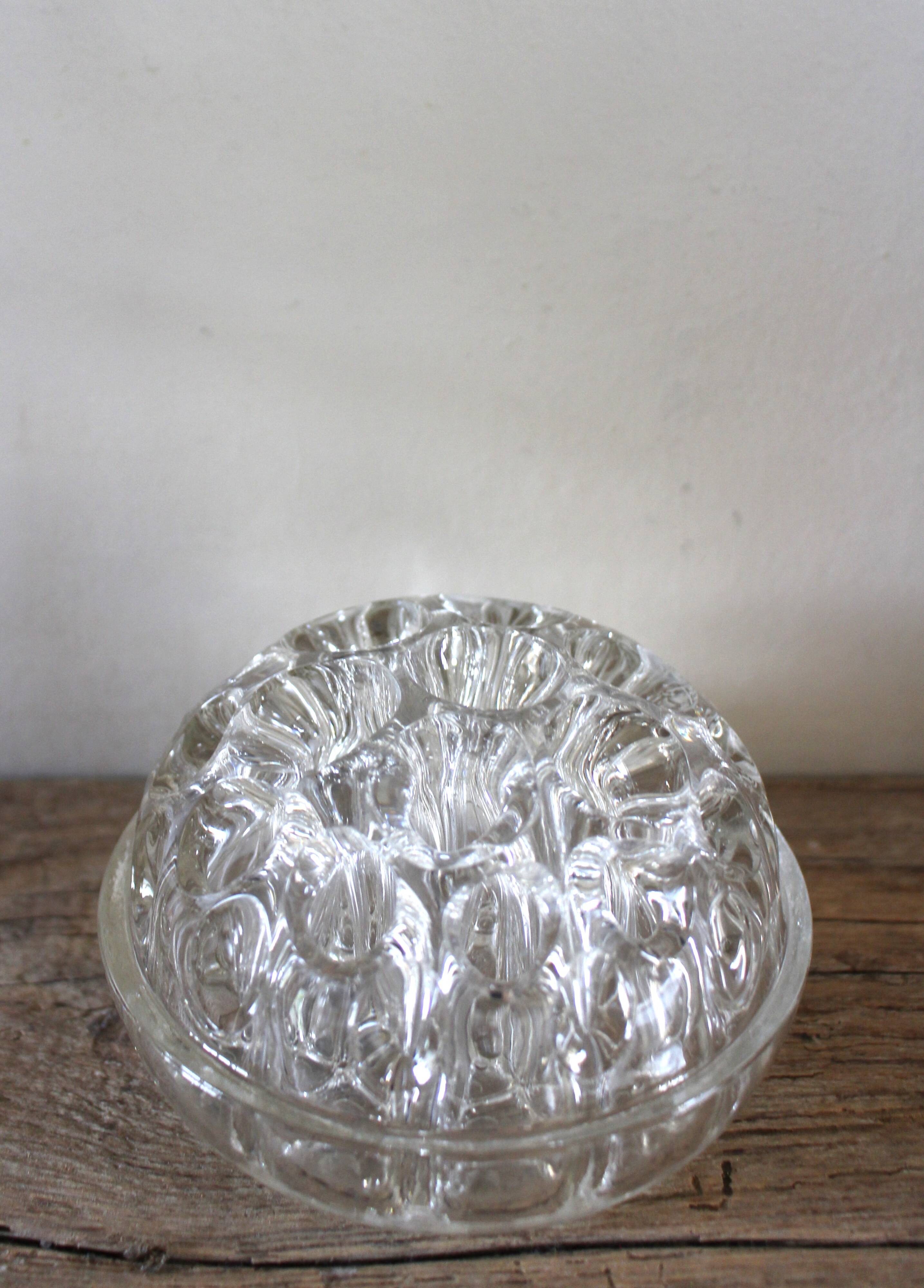 Round flower frog glass 20 holes large format vintage vase