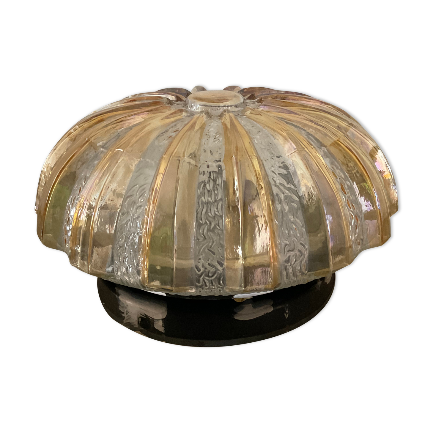 Vintage wall lamp in iridescent molded glass 70s