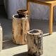 Petrified wood side table, black heart, beige bark, H35 D22 - 3330