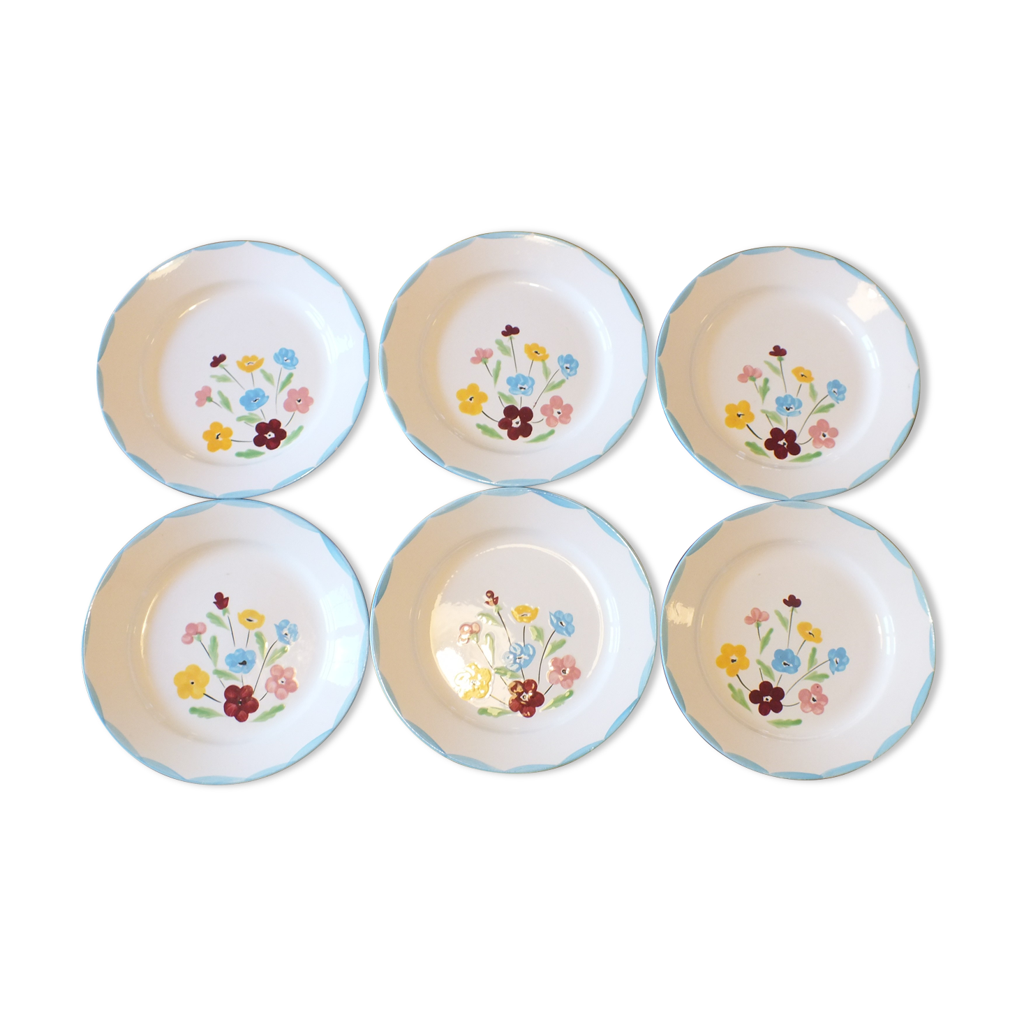 6 flat plates from the 50s Salins model Jocelyne