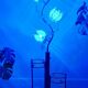 Vintage hollywood regency lotus lamp blue