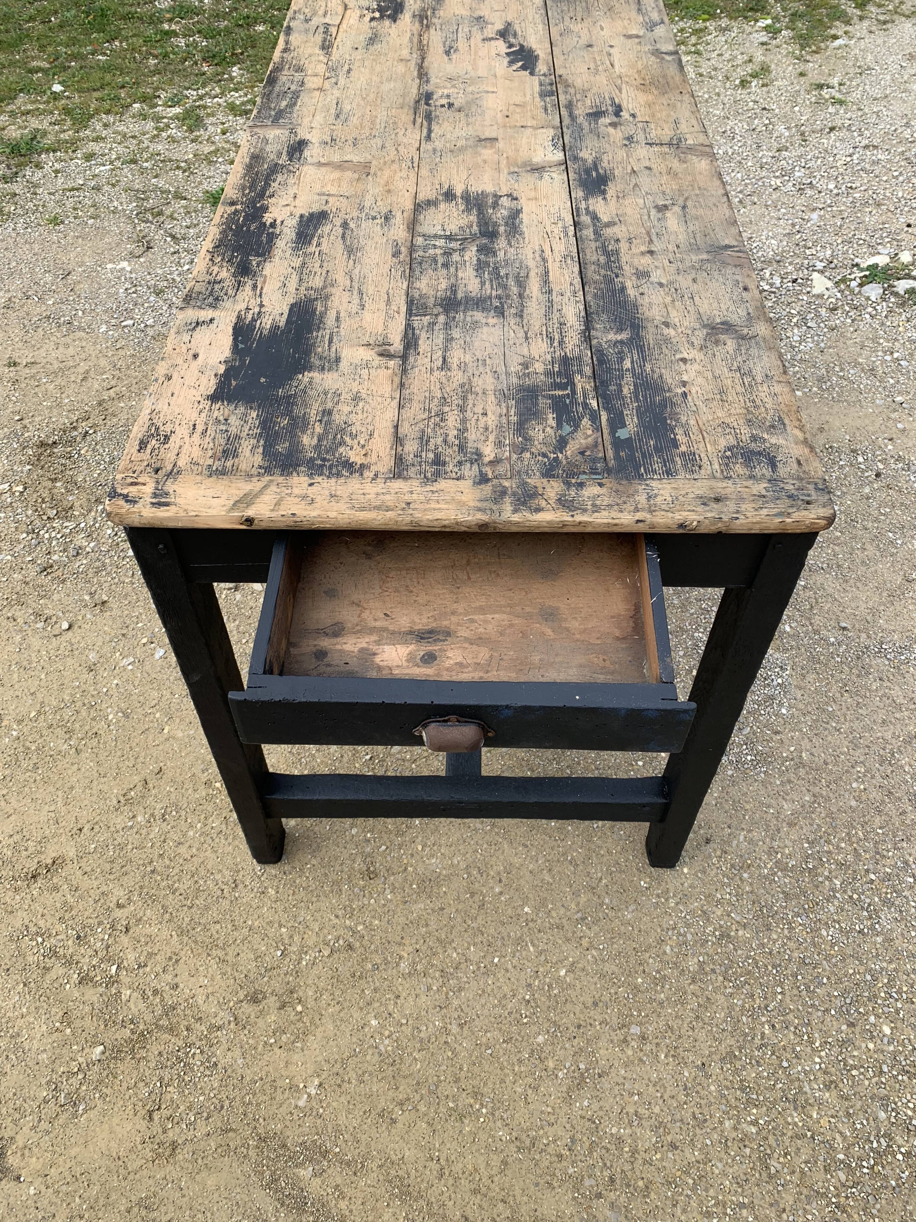 Old black wooden farmtable