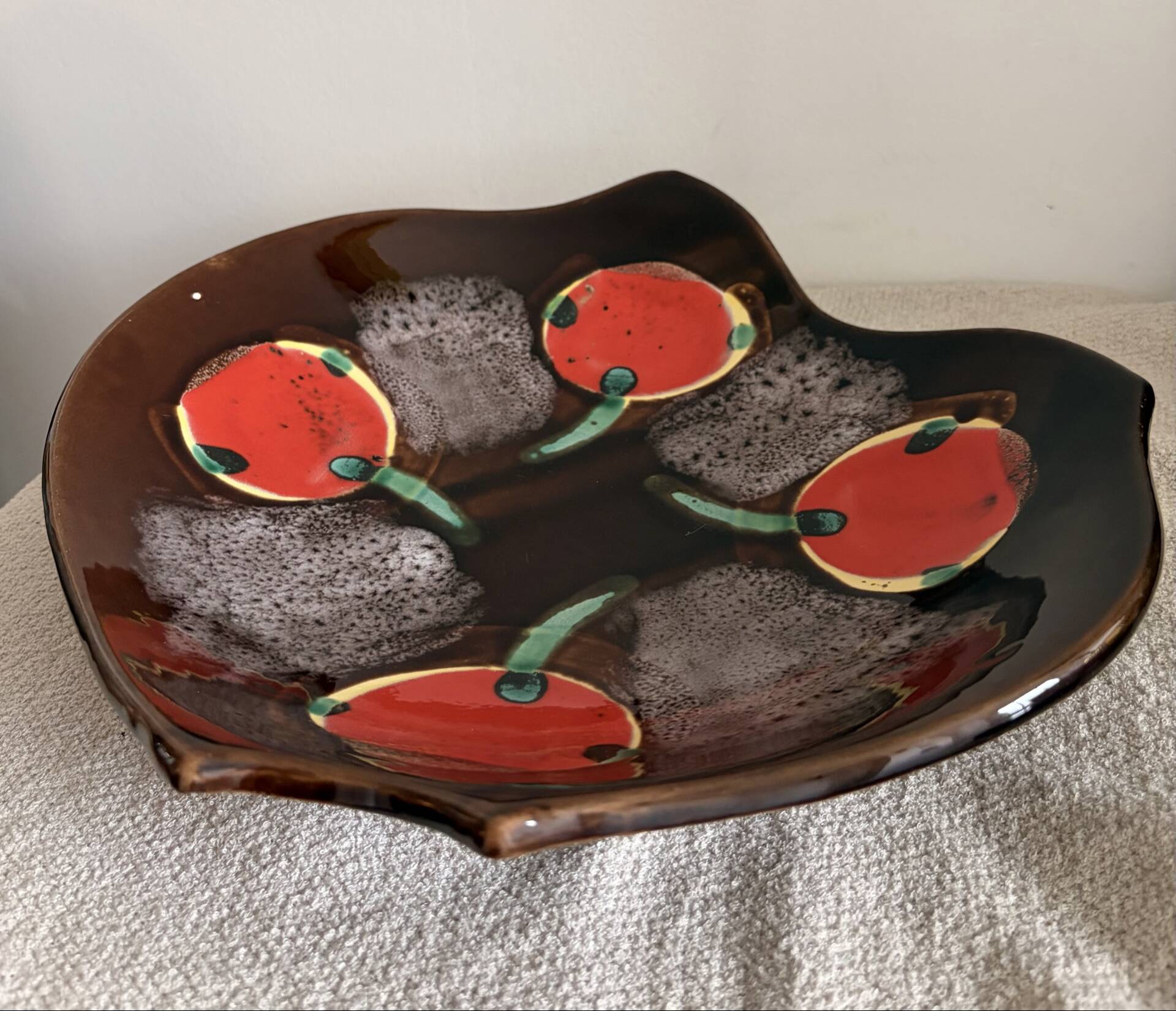 Vintage Mid-Century Ceramic "Forme Libre" Centerpiece Bowl by Vercor,