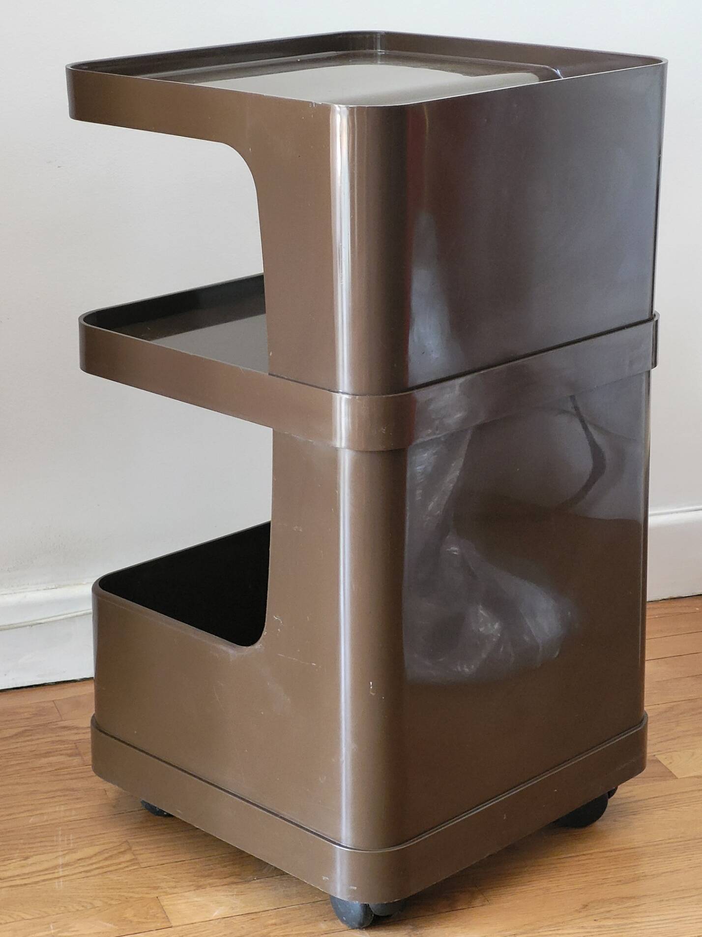 Marc Held trolley on wheels for Prisunic in brown plastic 1970 Space Age Vintage