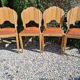 Set of art deco chairs in wood and skaï