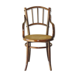 Small canned armchair; in curved wood, bistro, 1890