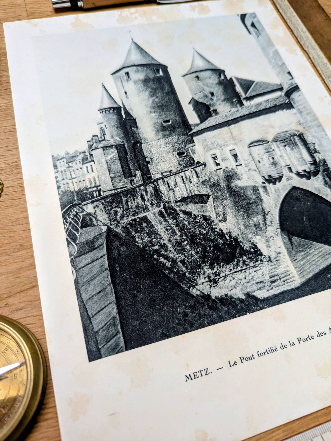 Heliogravure of Metz, vintage printed in 1926.