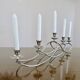 XXL silver metal candle holder 5 lights 70s