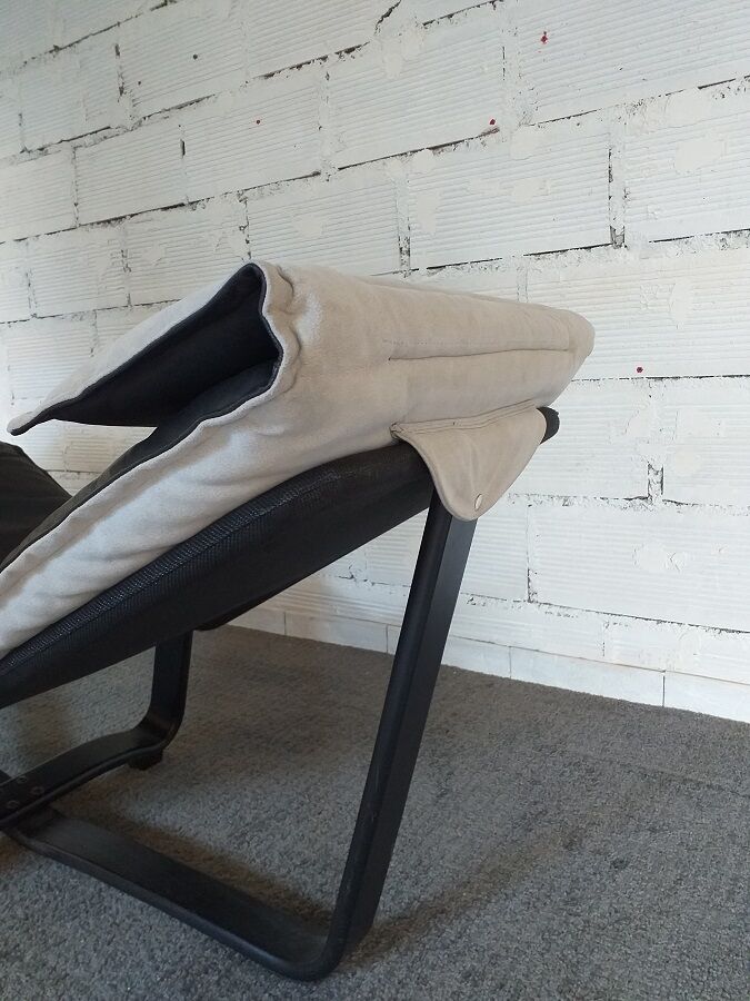 Scandinavian long chair design Ingmar und Knut Relling black leather 70s