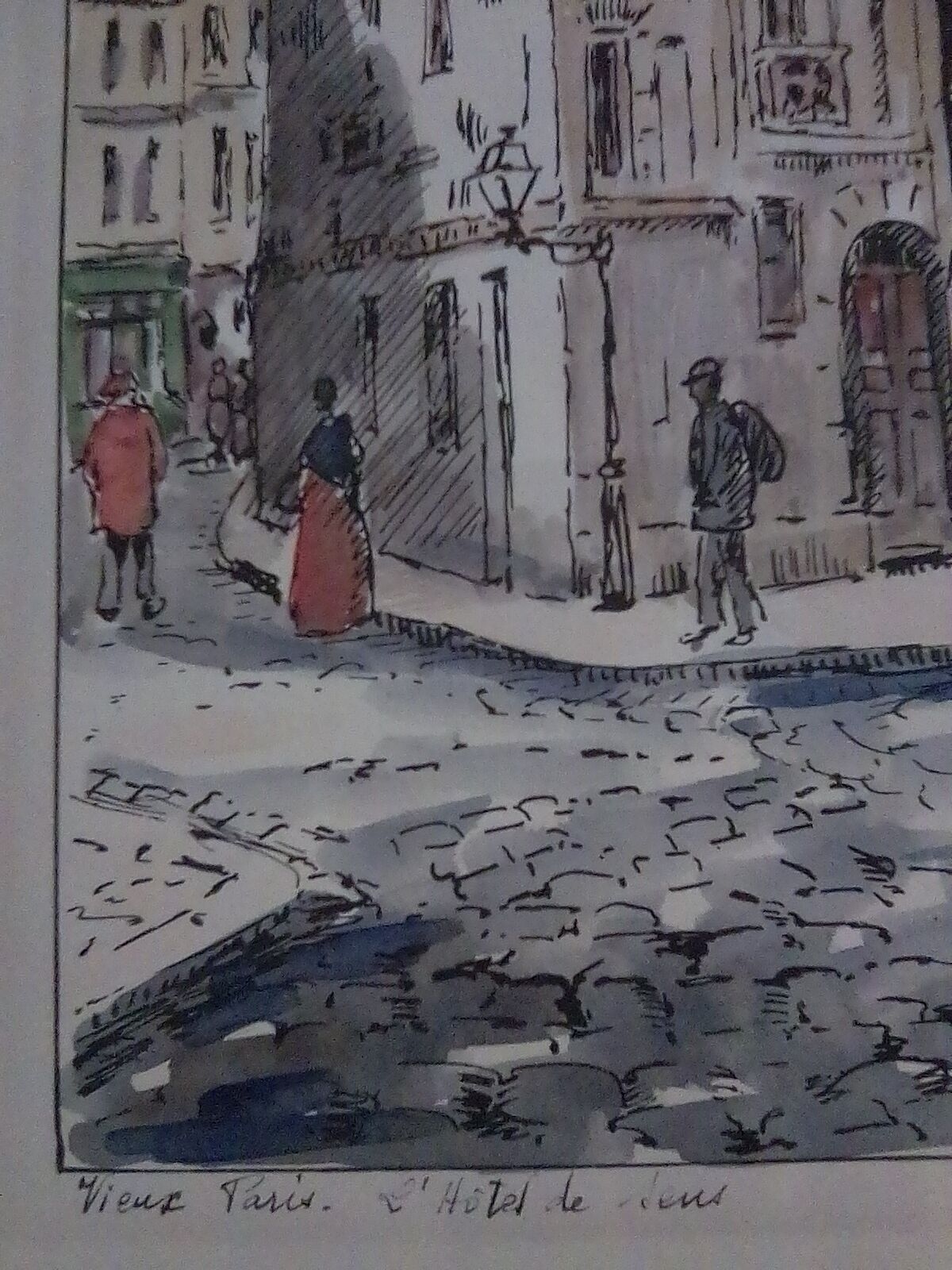 Watercolour drawing of Old Paris, ' Hôtel des Sens '