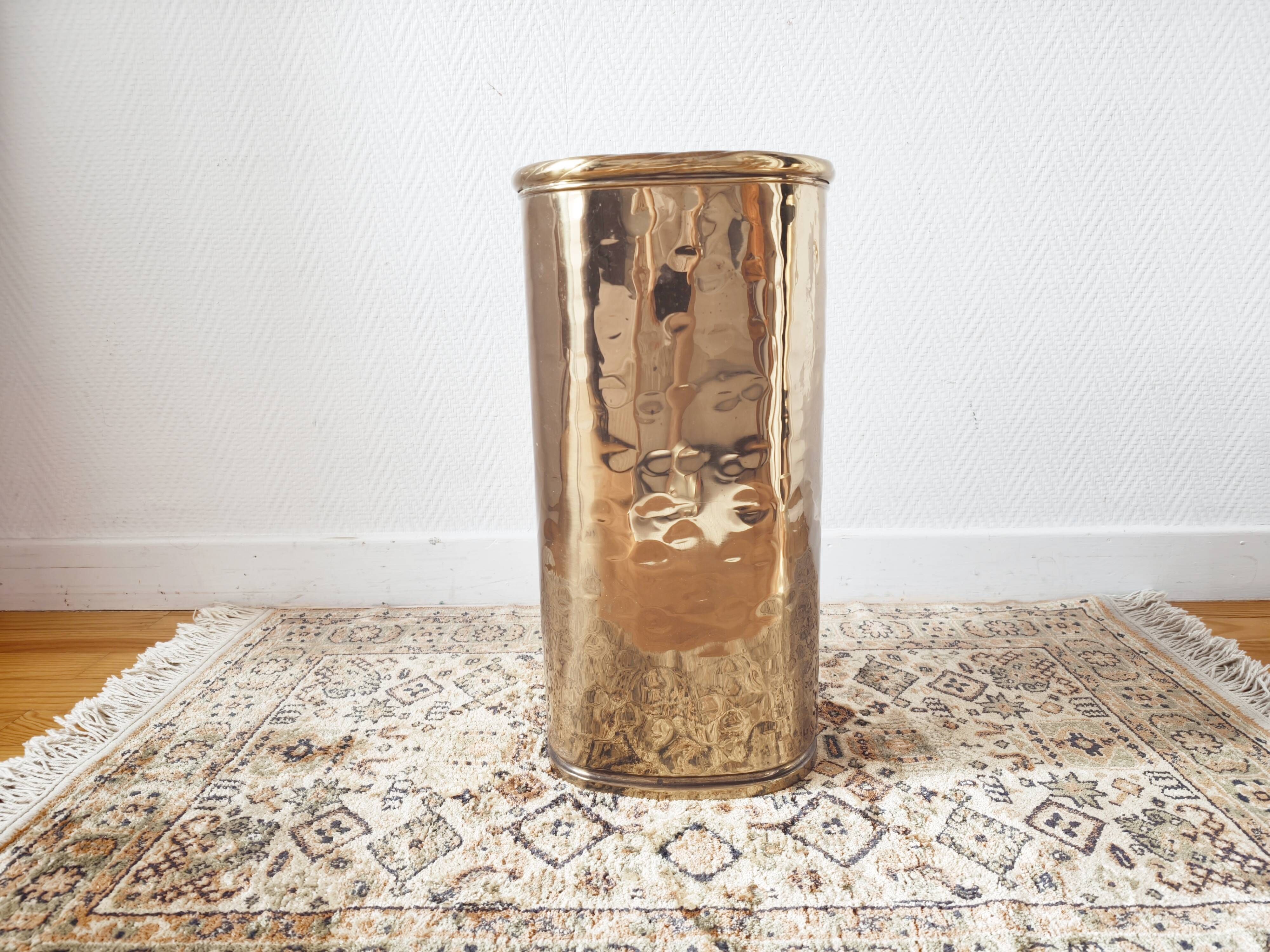 Italian brass hammered umbrella stand 1970-80