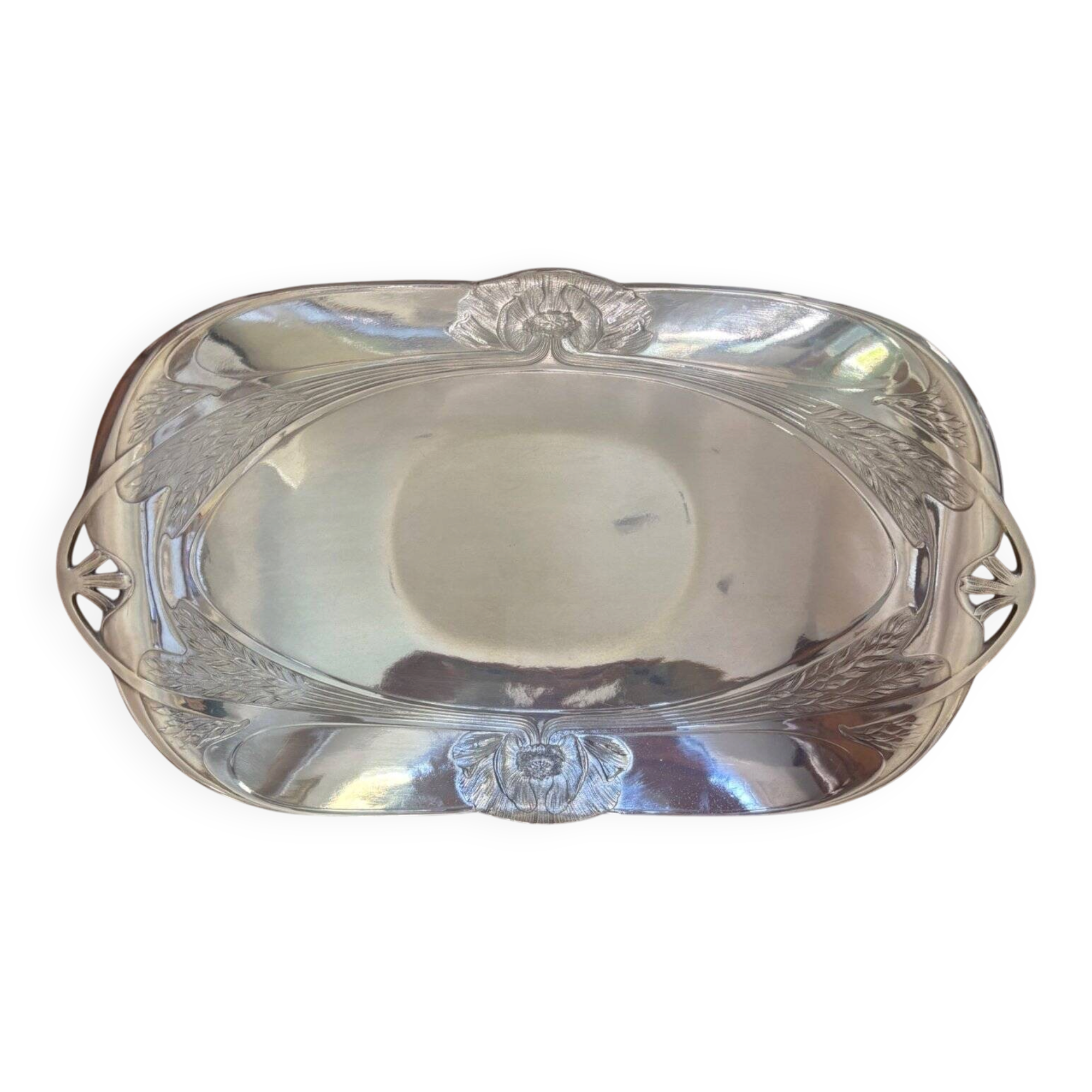 Art Nouveau Bread Basket Silver-Plated Metal Gallia Christofle