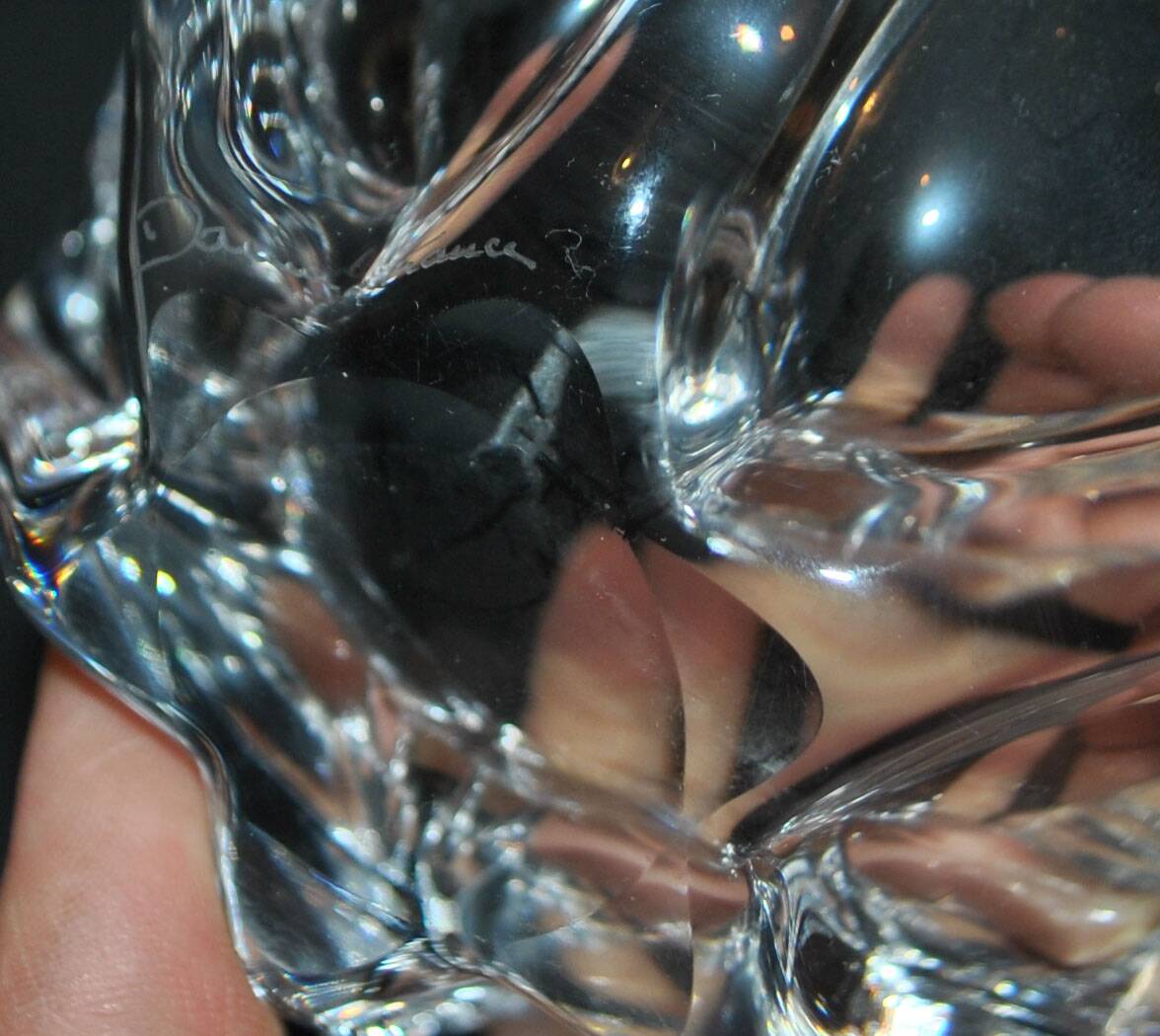 Vide-poche mortier et pilon en cristal daum signé design moderniste
