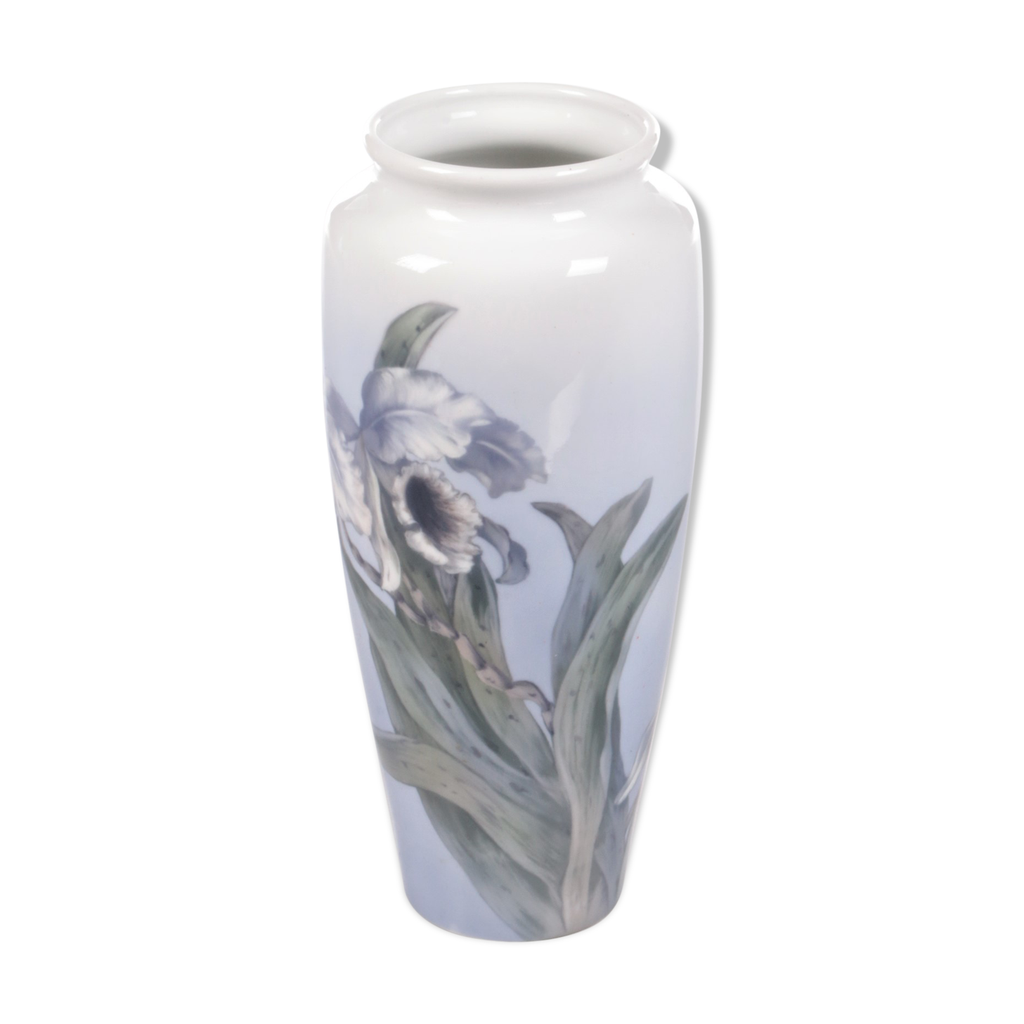 Royal Copenhagen Porcelain Vase painted with the trumpet flower.