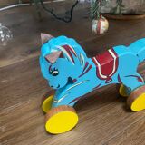 Vintage wooden pull-along horse
