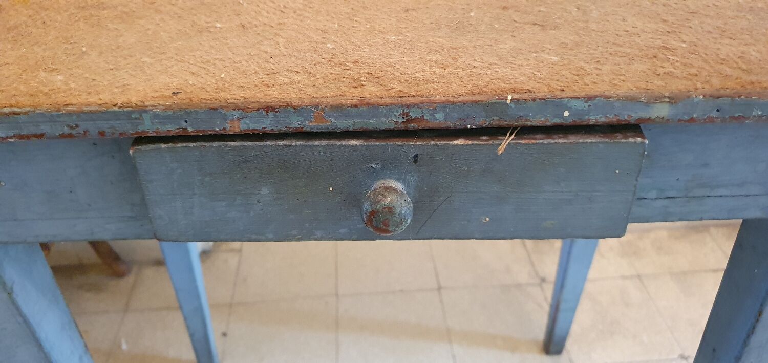 Small blue wooden table