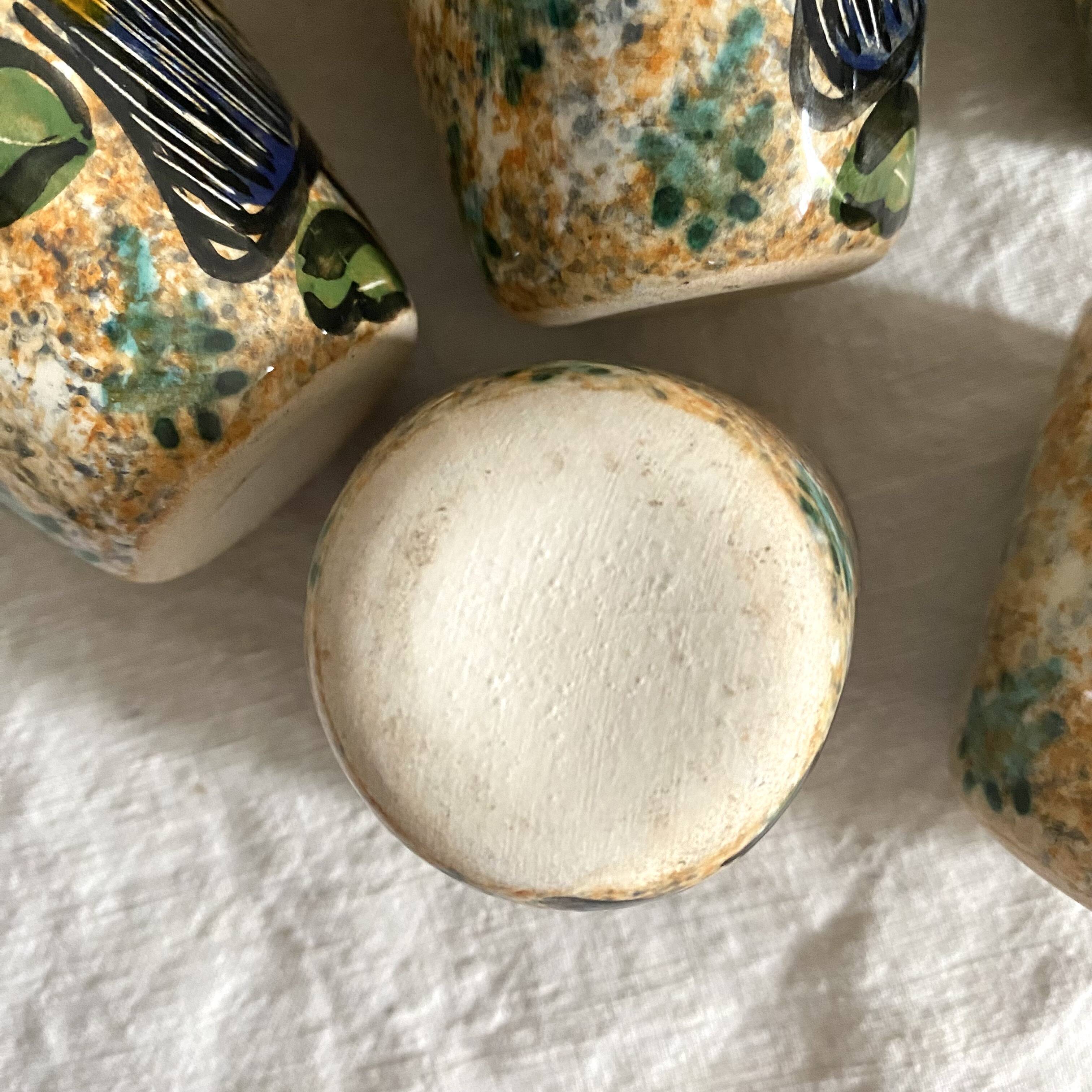 Espresso coffee cups with hand-painted decor, 1960s