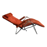 Relax armchair / chrome and velvet lounge chair produced by Lama 1970