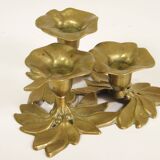 "Flowers" candle holder with three brass bobeches