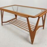 Italian walnut mid-century modern coffee table, 1950s