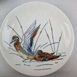 Service modèle oiseaux en faïence polychrome Gien peinte à la main