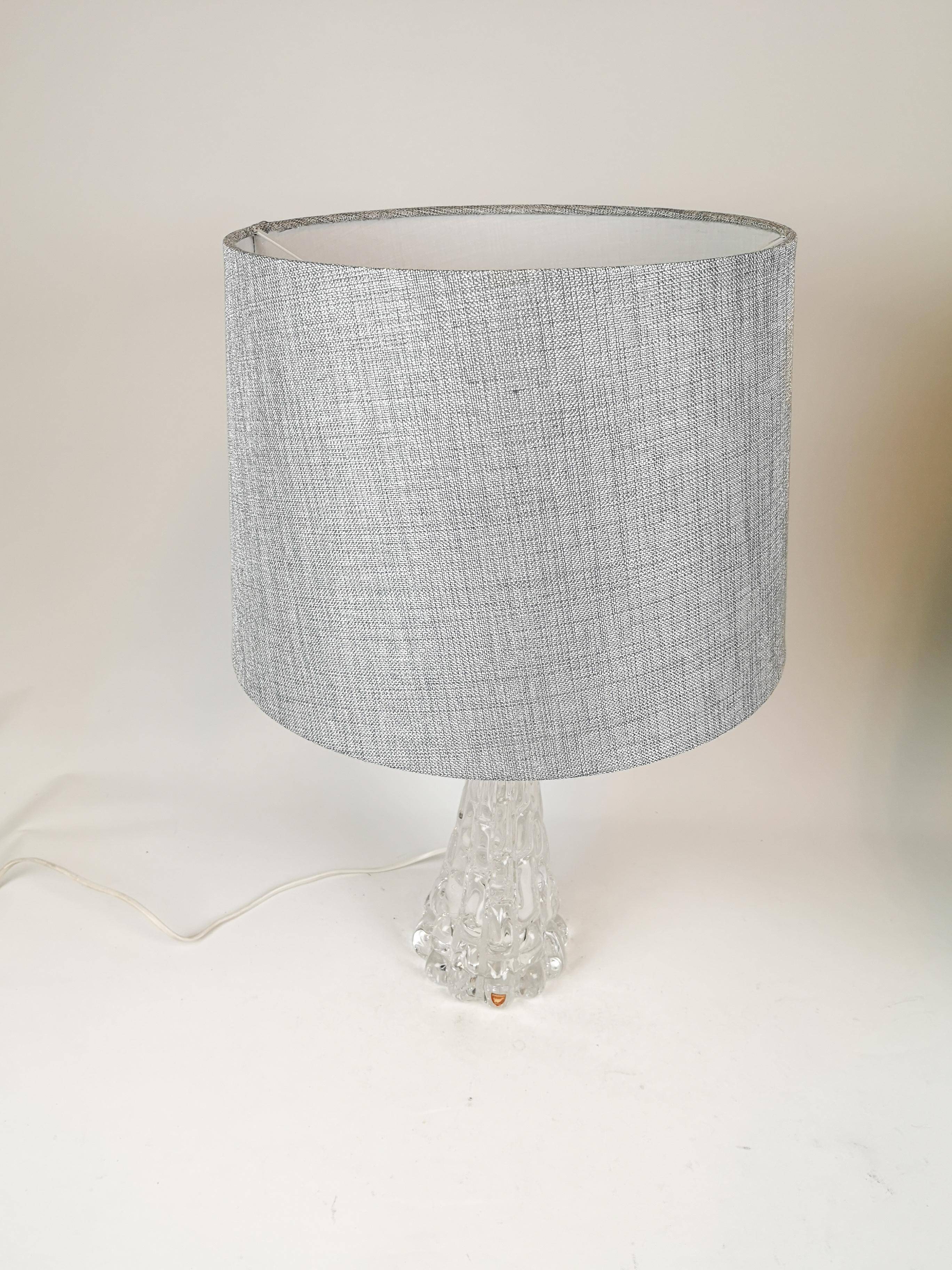Mid-century Swedish crystal table lamps from Orrefors by Carl Fagerlund.