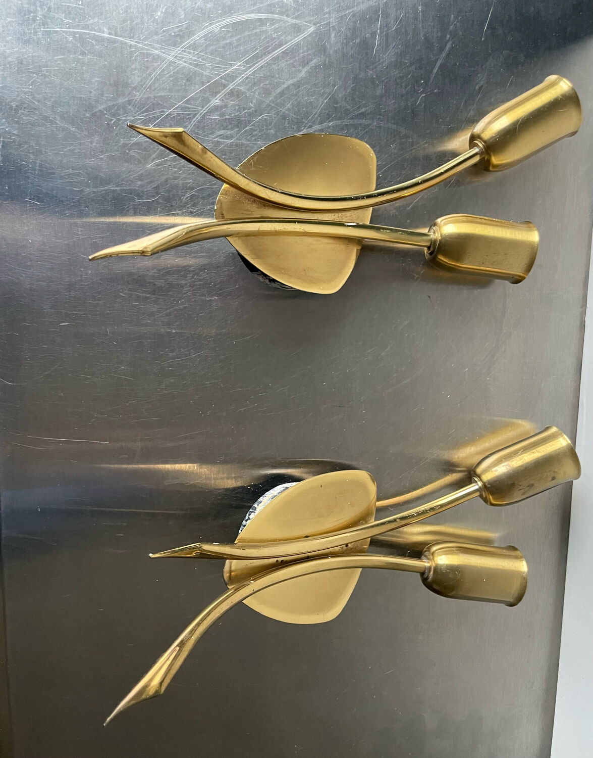 Pair of danish  mcm brass wall lamps sconces by fog & mørup