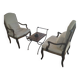 Paire de fauteuils anciens en bois avec assise tressée + coussins