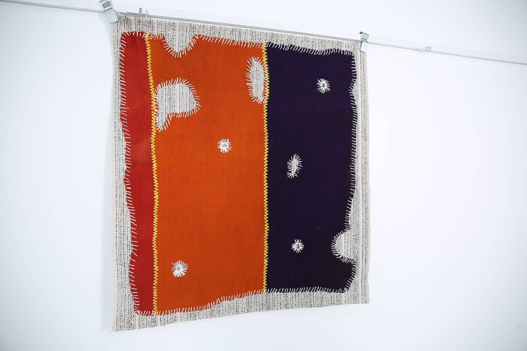 Deep Purple Minimalist Wall Hanging, 3x4 Textile Tapestry, 106x115 Cm