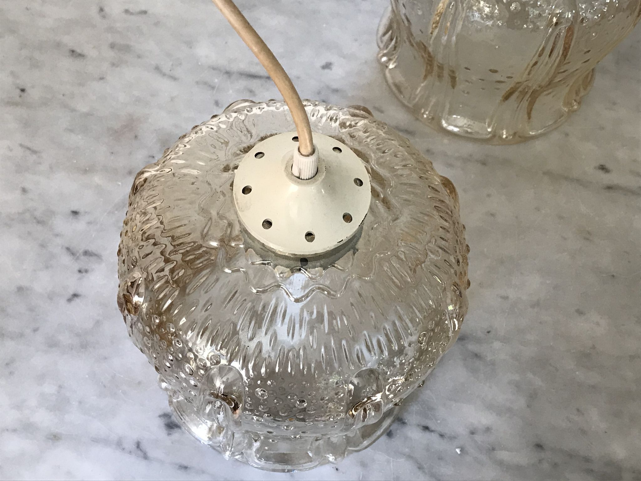 Vintage glass tulip hanging lamp