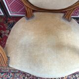 Pair of armchairs medallion Louis XV style, yellow velvet