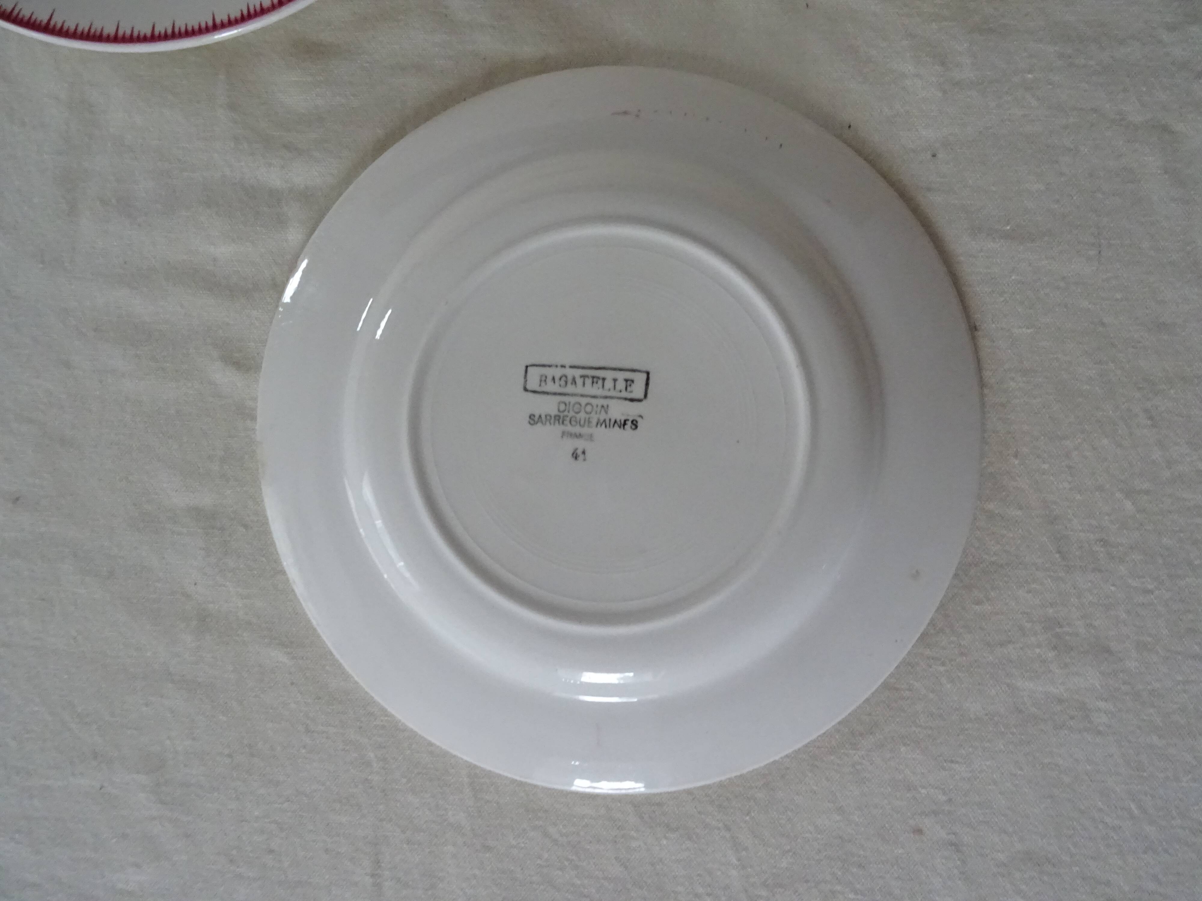 5 flat plates Digoin Sarreguemines Bagatelle 384112 antique faience