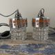 Set of vintage electric chiseled glass lamps