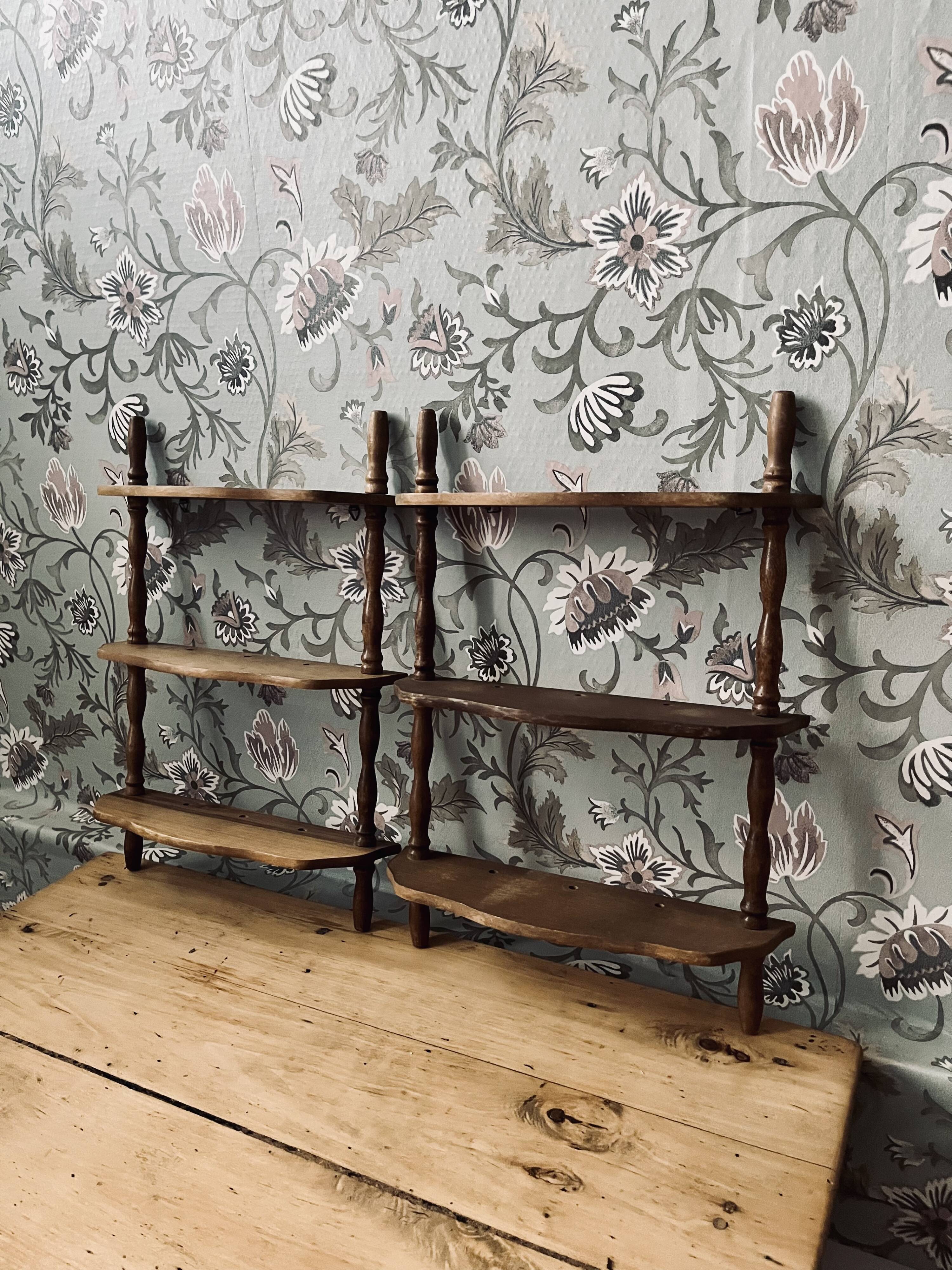 Pair of antique wooden shelves