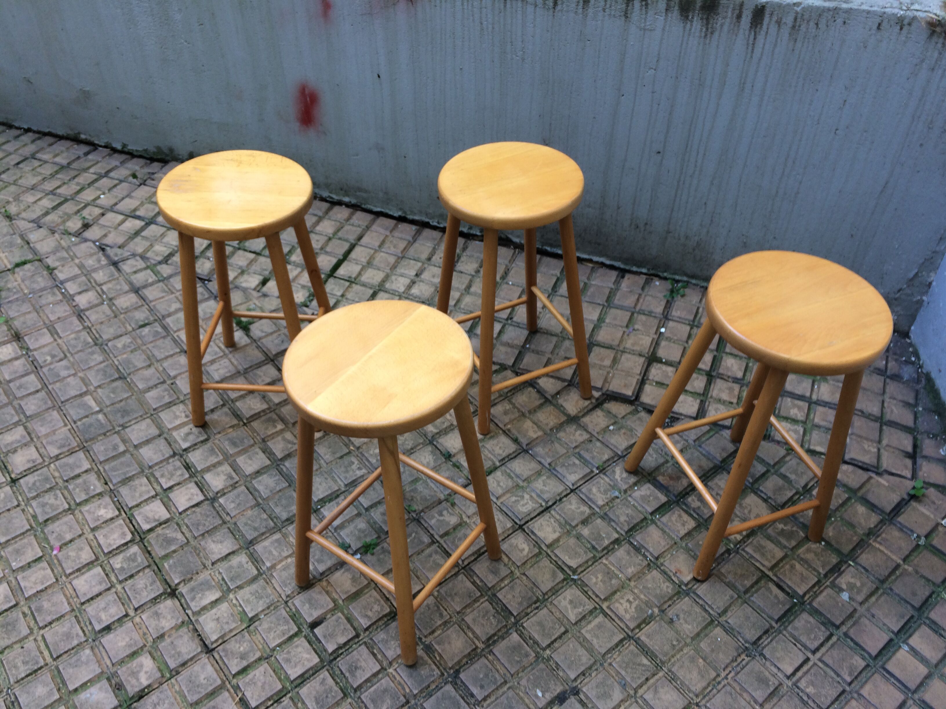 4 stools in pine