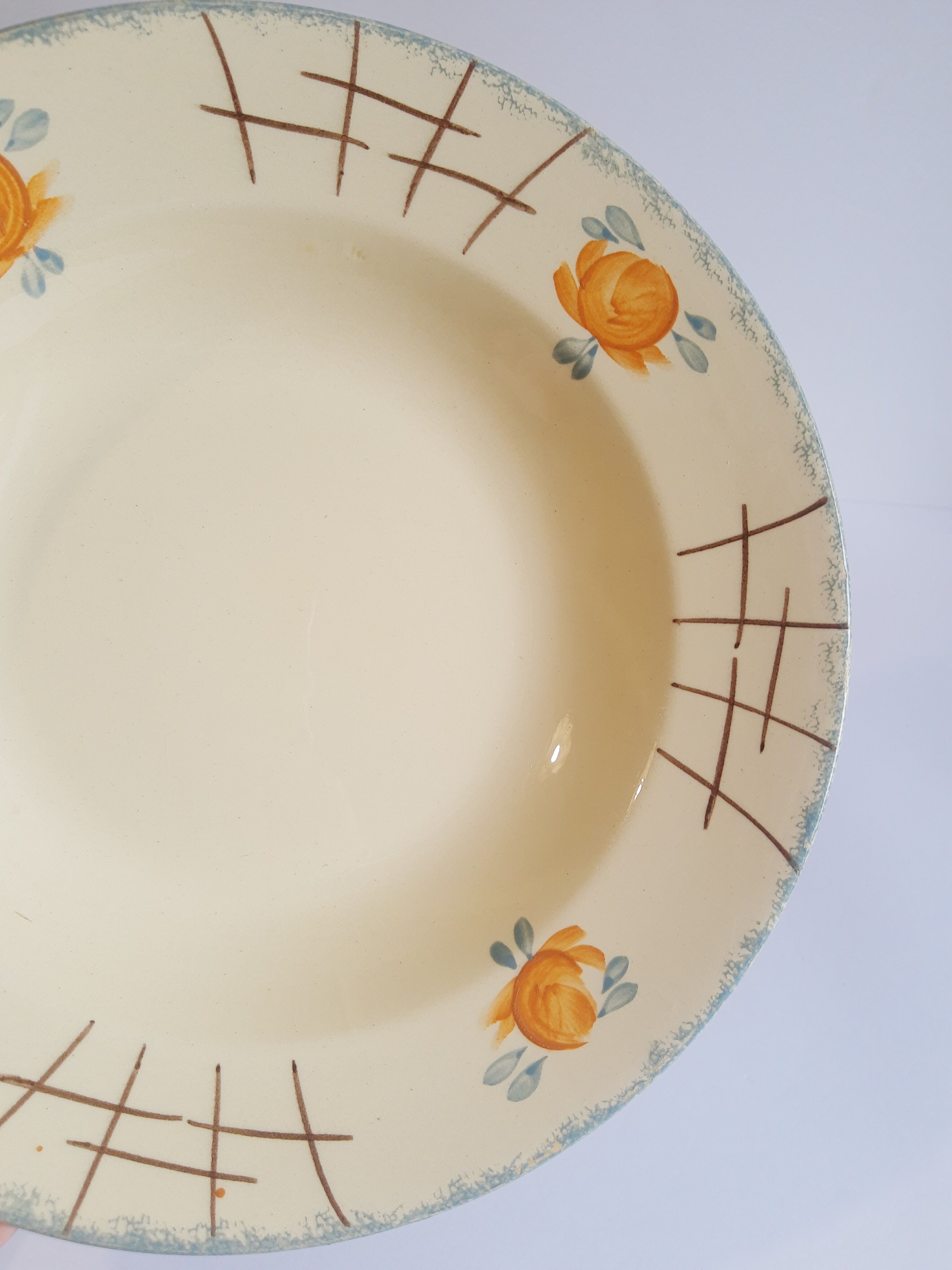 Set of 3 vintage old soup plates