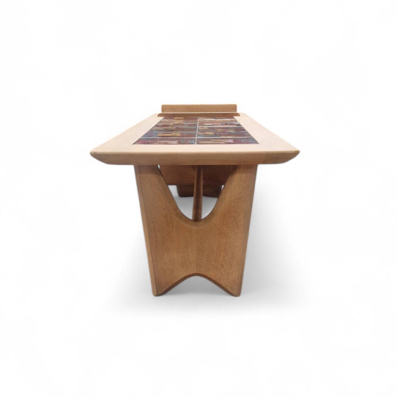 Thibault coffee table in light oak and ceramics, guillerme et chambron