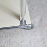 Coffee table in lacquered steel "cream", double trays, France, circa 1970