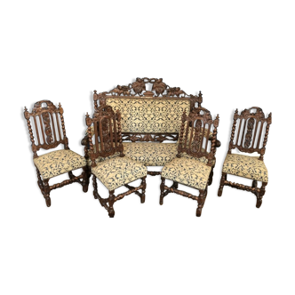 Living set 5-room sofa and 4 chairs, Henry II style