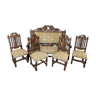 Salon complet 5 pièces canapé et 4 chaises style Henry II