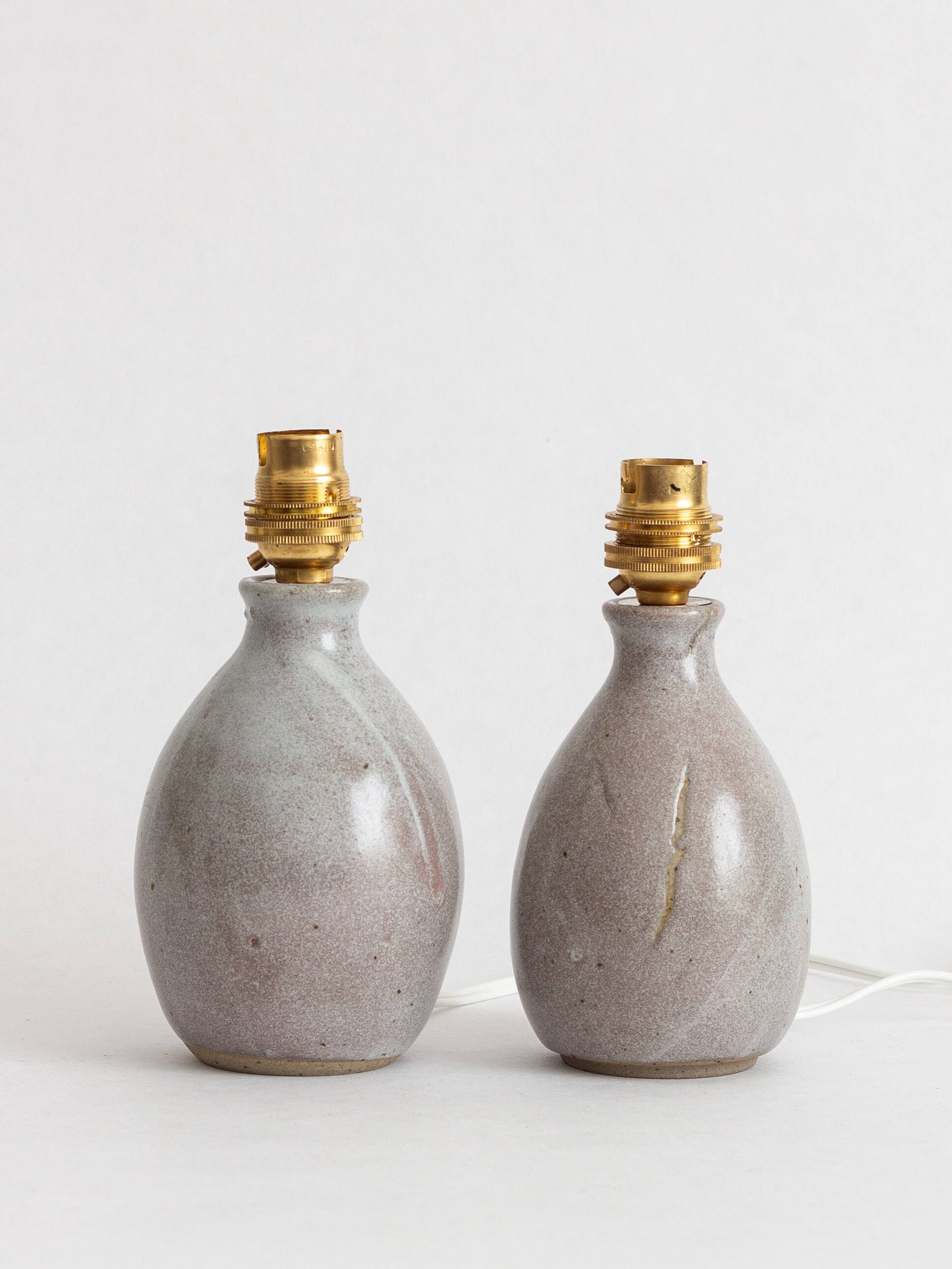 Set of two small glazed stoneware lamp bases – 1960s