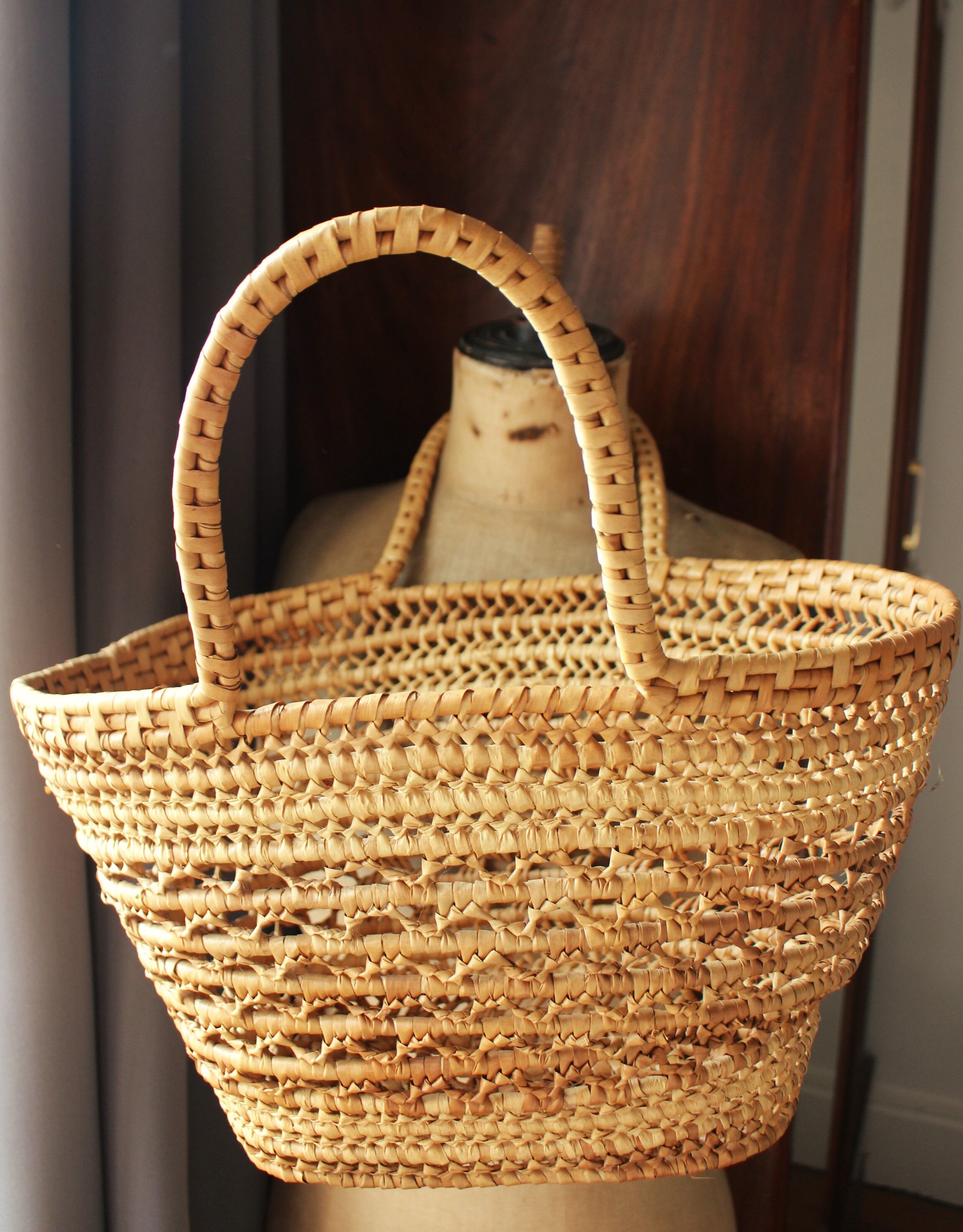 Basket two vintage soft wicker handles