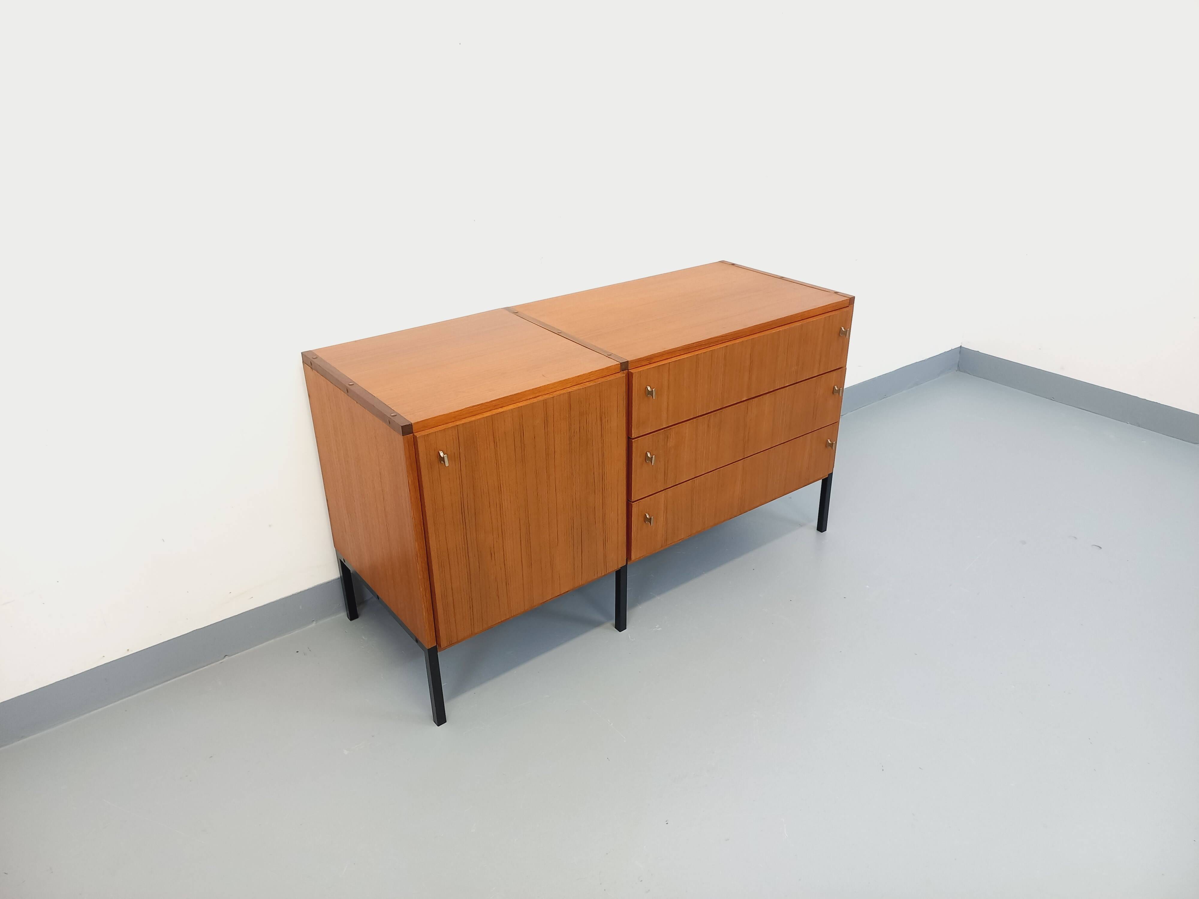 Vintage modernist enfilade ARP Minvielle by Guariche Mortier Motte teak