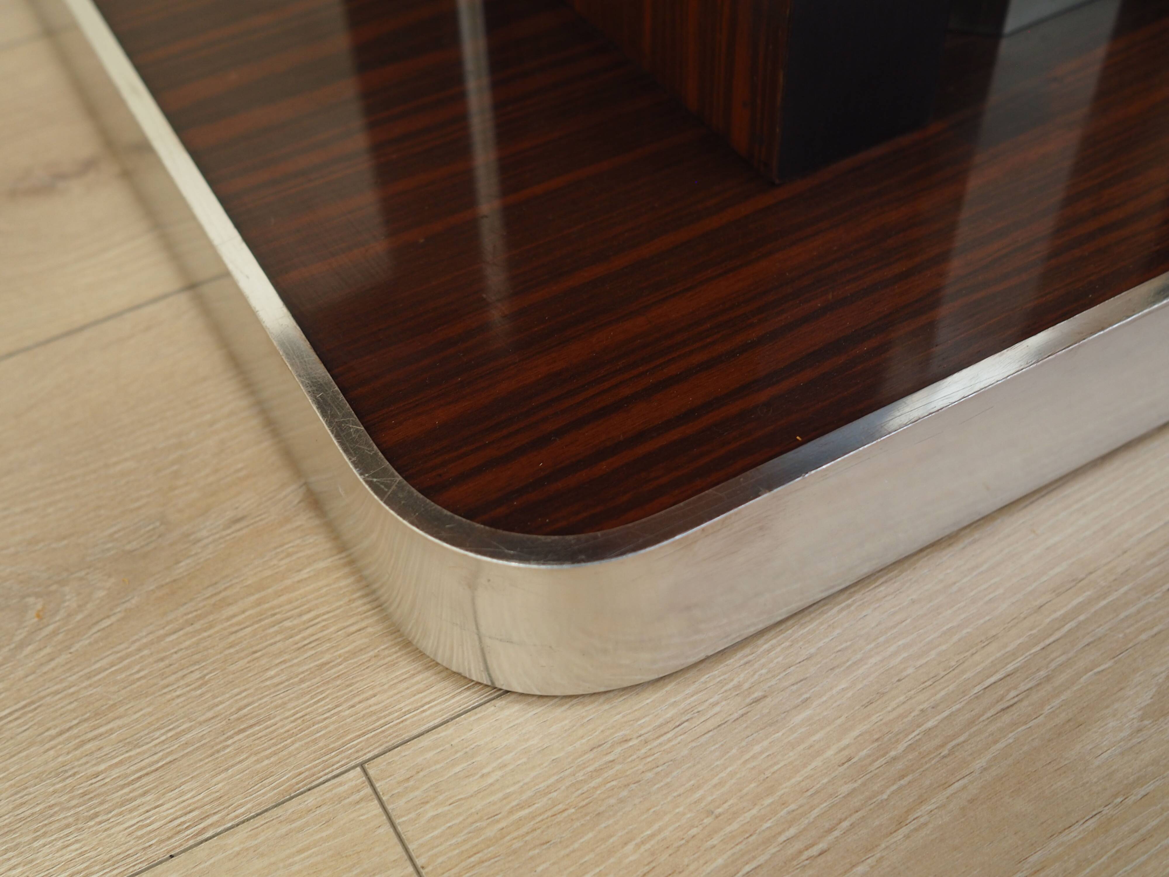 Round mahogany table, Italian design, 1970s, production: Italy